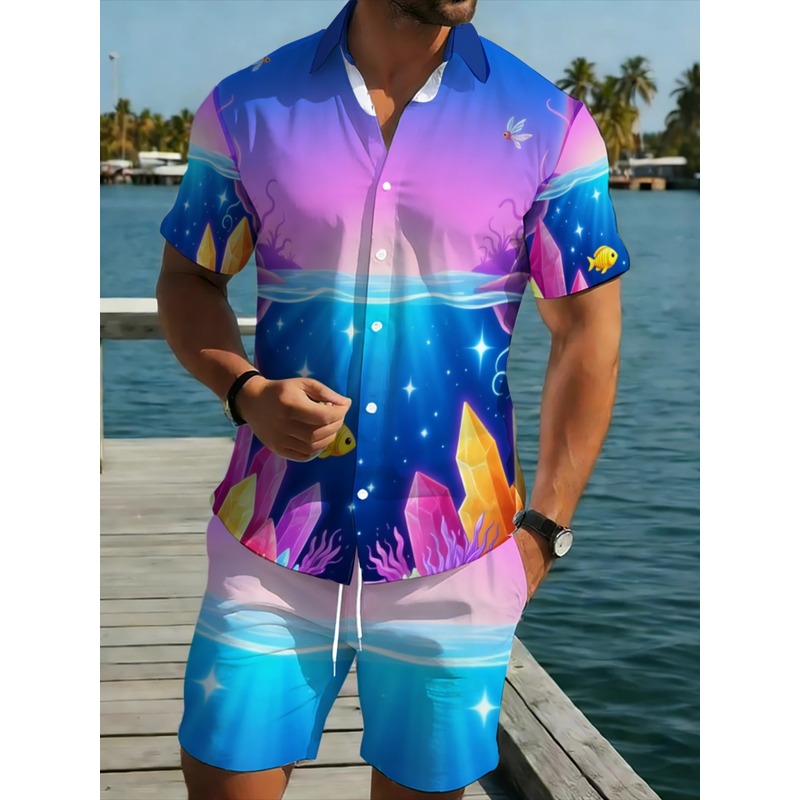 Beach Shirt Hawaiian - Men's Polyester Hawaiian Shirt and Shorts