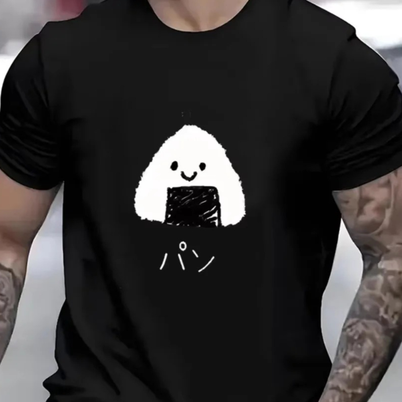 Japanese Summer Clothing Men - Cartoon Rice Ball Japanese Style Y2k