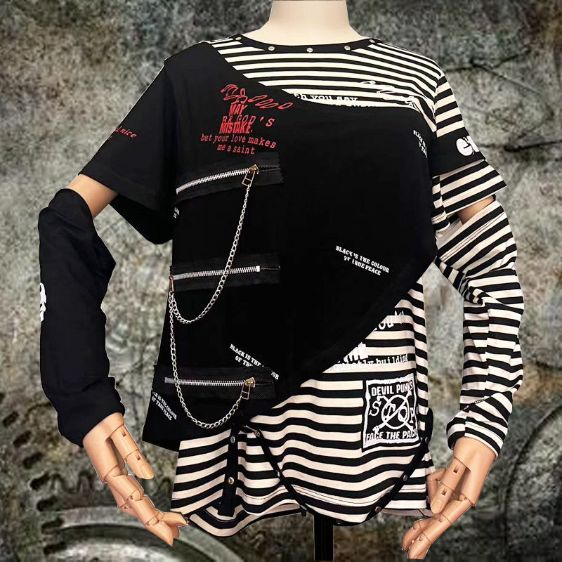 Japanese Summer Clothing Men - 2025 Japanese y2k Long Sleeved Rivet