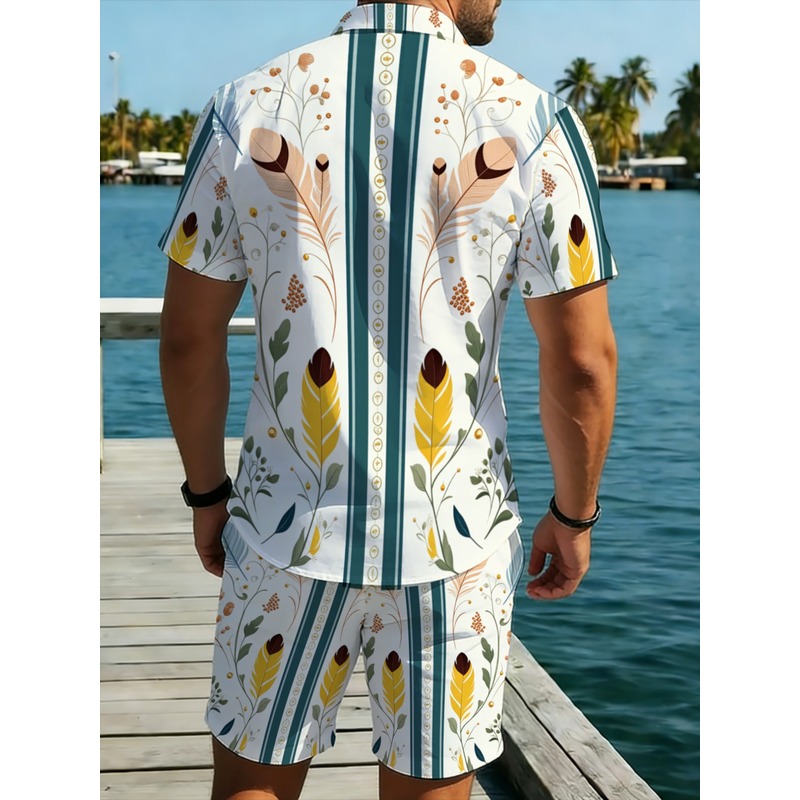 Mens 2 Piece Summer Outfit Haw - огляд і ціна Beach Shirt Hawaiian