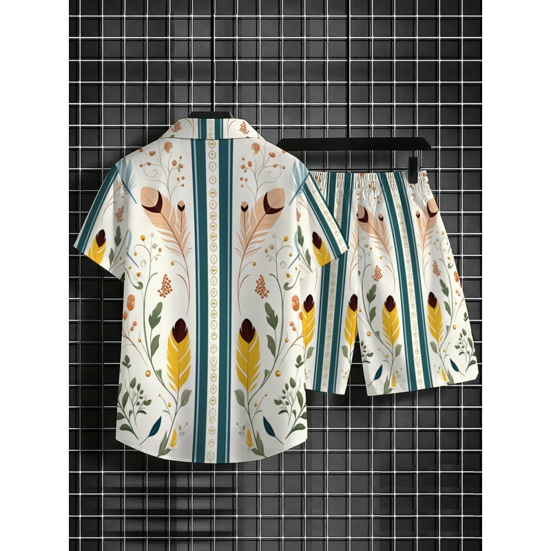Mens 2 Piece Summer Outfit Haw - огляд і ціна Beach Shirt Hawaiian