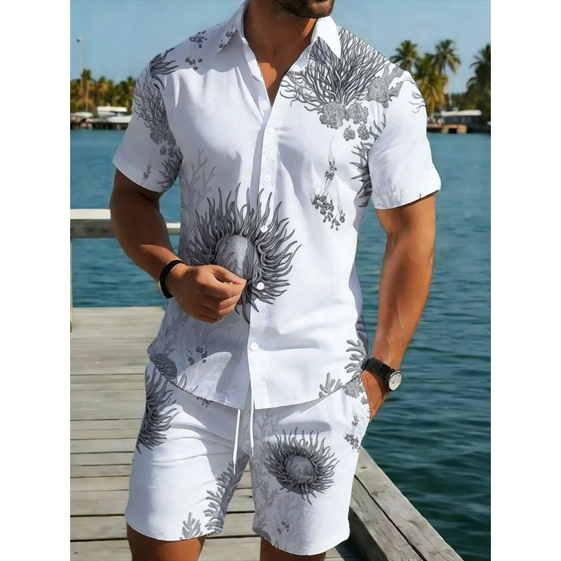 Men's Floral Hawaiian Shirt &  - огляд і ціна Beach Shirt Hawaiian