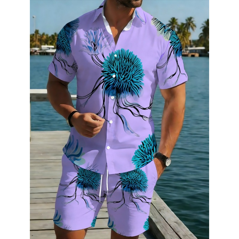 Men's Hawaiian Shirt Shorts Se - огляд і ціна Beach Shirt Hawaiian
