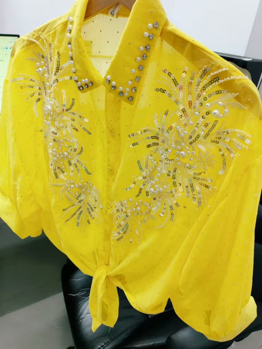 Sparkle Sequines Yellow Chiffo - огляд і ціна Yellow Summer Clothing