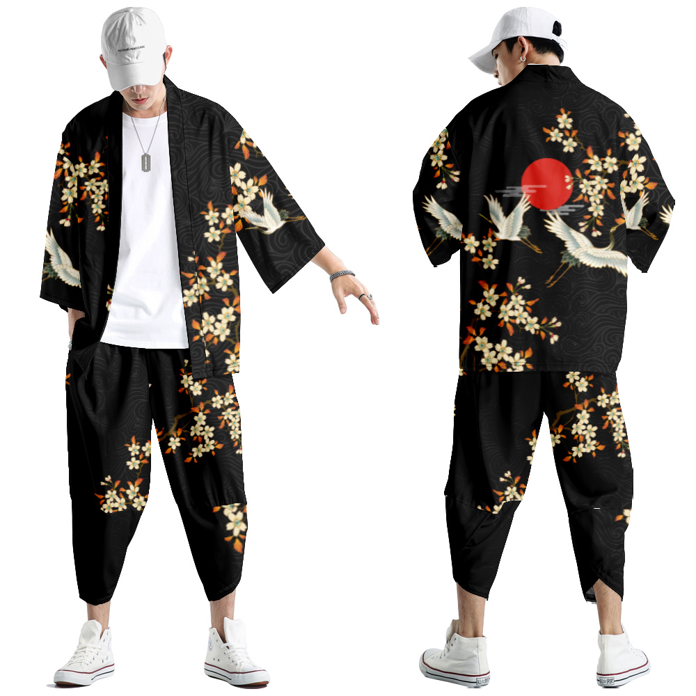 Kanagawa Wave Dragon Crane Jap - огляд і ціна Japanese Summer Clothing Men