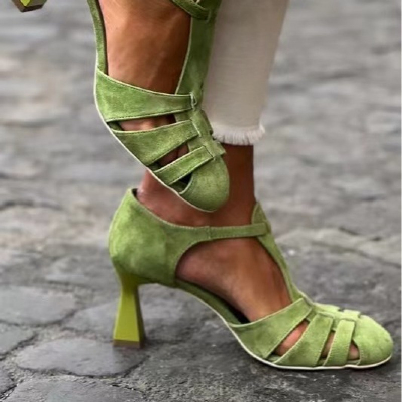 Women's Green Suede Kitten Hee - огляд і ціна Summer Clothing Sale Women