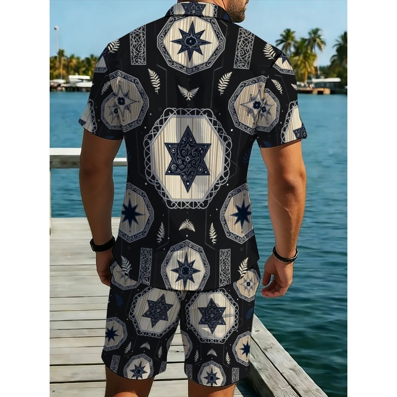 Star Pattern Mens Two Piece Sh - огляд і ціна Beach Shirt Hawaiian