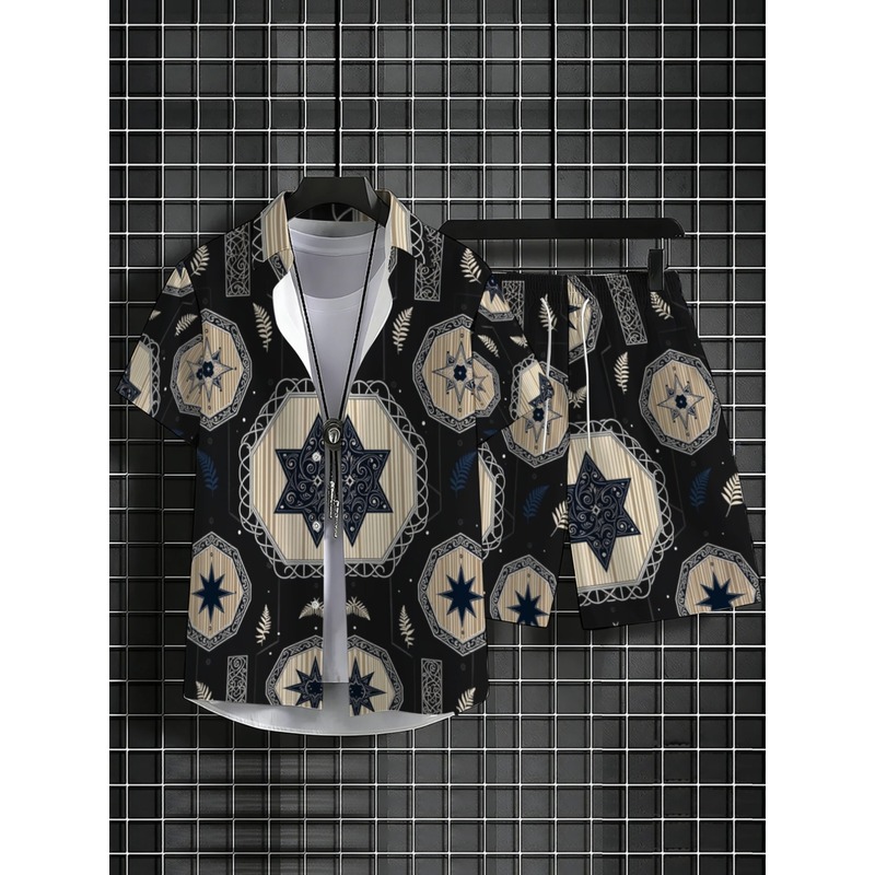 Star Pattern Mens Two Piece Sh - огляд і ціна Beach Shirt Hawaiian