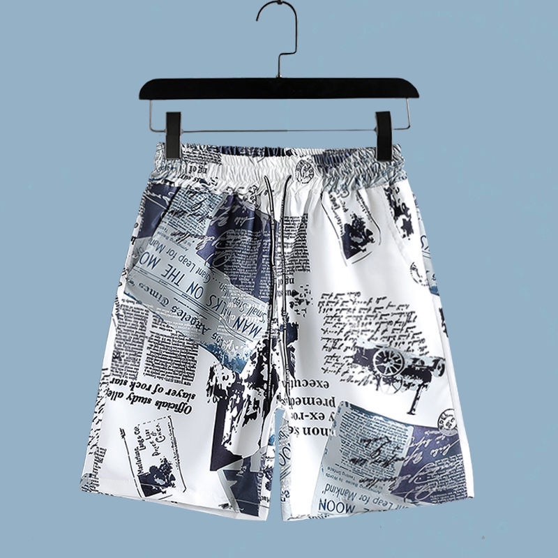 Men's Newspaper Printed 2-piec - огляд і ціна Beach Shirt Hawaiian
