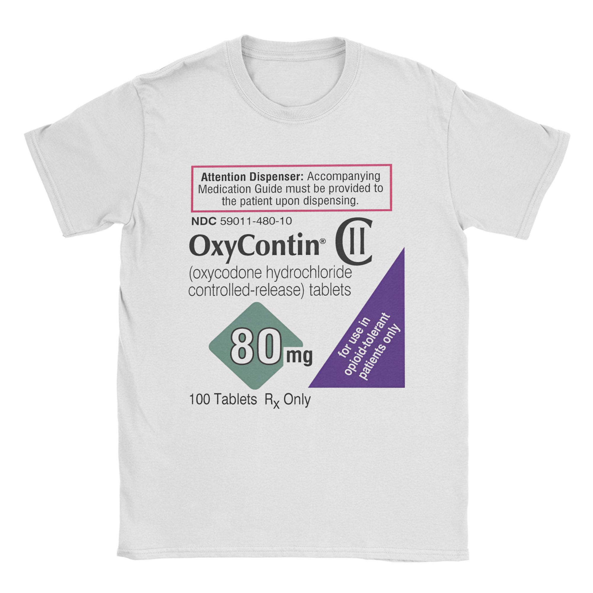 Oxycontin 80mg Label Men's T S - огляд і ціна Summer Clothing Label