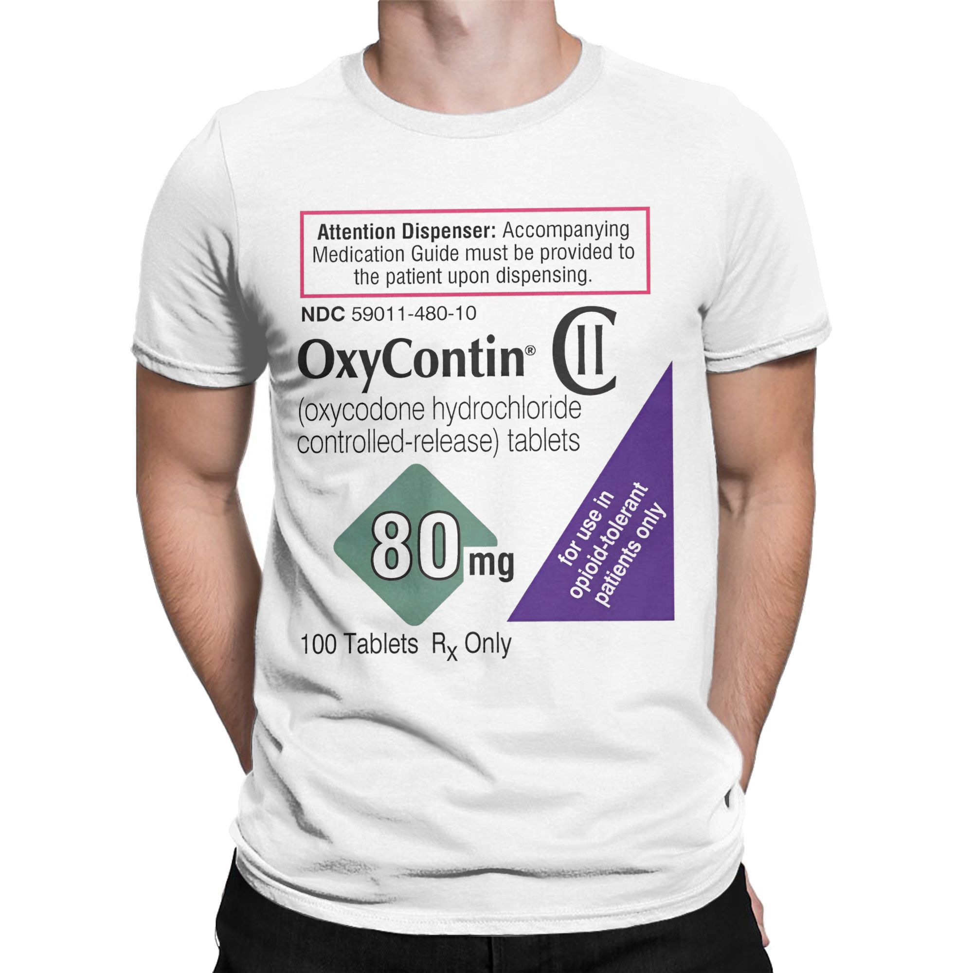 Oxycontin 80mg Label Men's T S - огляд і ціна Summer Clothing Label