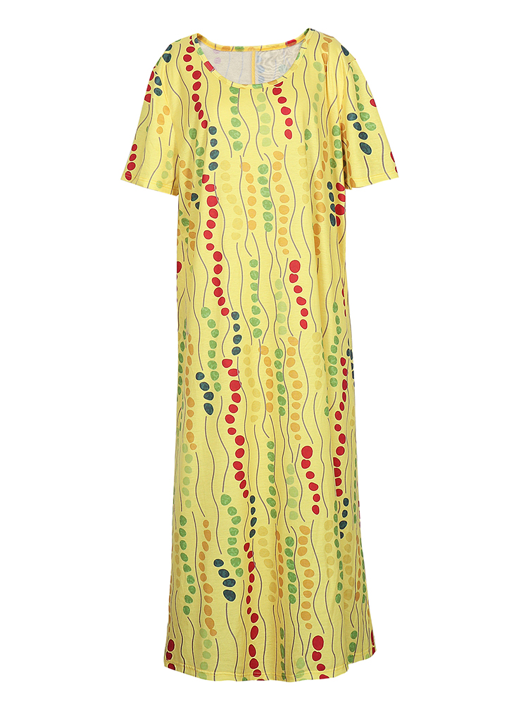 Plus Size Yellow Printed Midi  - огляд і ціна Yellow Summer Clothing