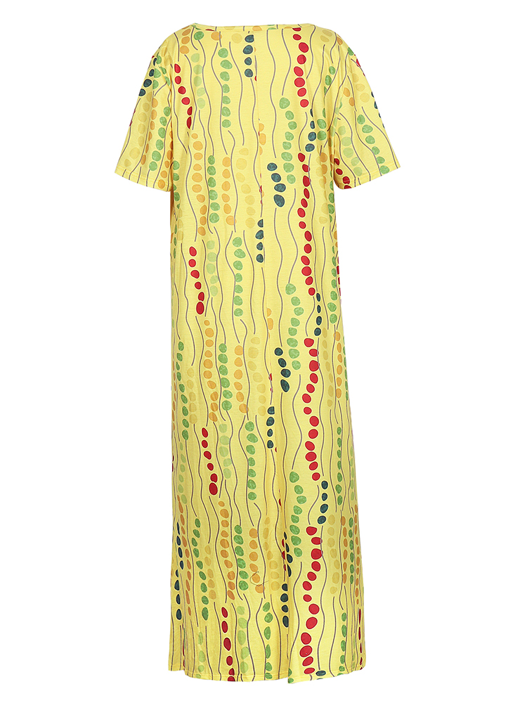 Plus Size Yellow Printed Midi  - огляд і ціна Yellow Summer Clothing
