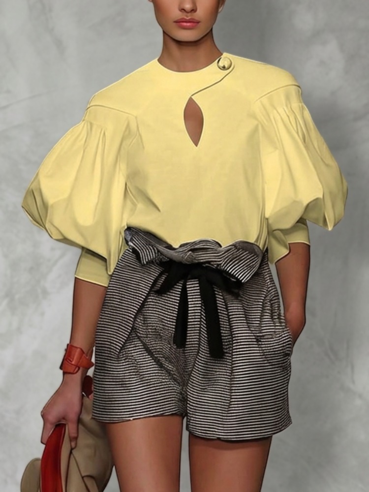 Yeezzi Women Round Neck Asymme - огляд і ціна Yellow Summer Clothing