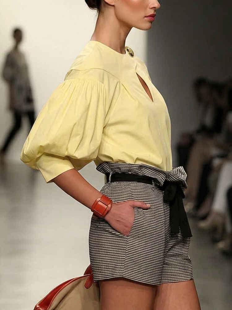 Yeezzi Women Round Neck Asymme - огляд і ціна Yellow Summer Clothing