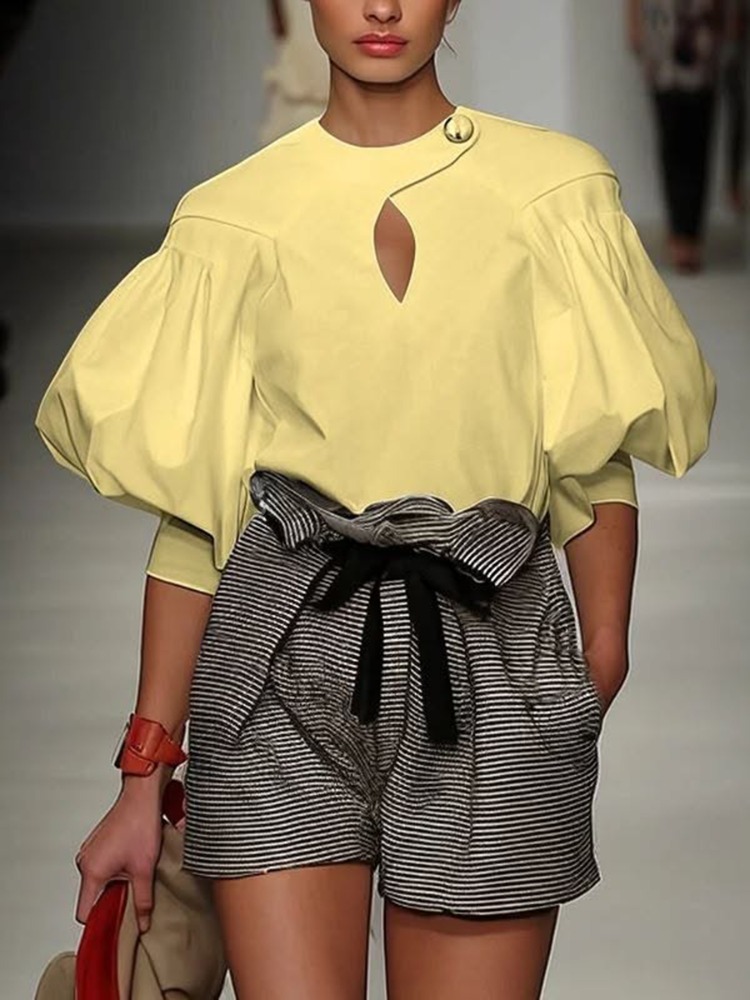 Yeezzi Women Round Neck Asymme - огляд і ціна Yellow Summer Clothing